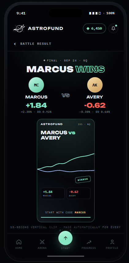 Final 1v1 battle result - Marcus wins on NQ